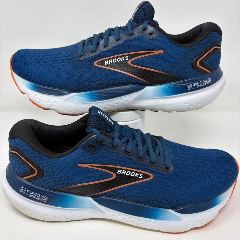 Brooks Glycerin 21 Men's Size 11.5 Blue White Running Shoes (1104191D474)